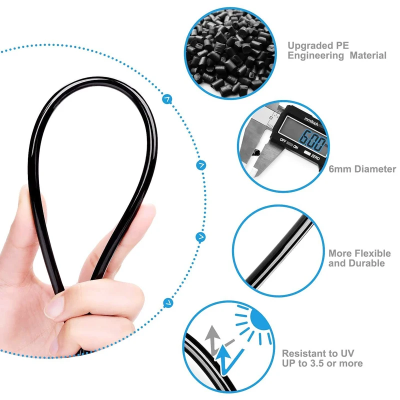 Grey Misting Cooling System Brass Nozzle 10-24 UNC Thread Outdoor Cooling Fog Garden  Water Sprayer Kit 6/9/12/15/18M