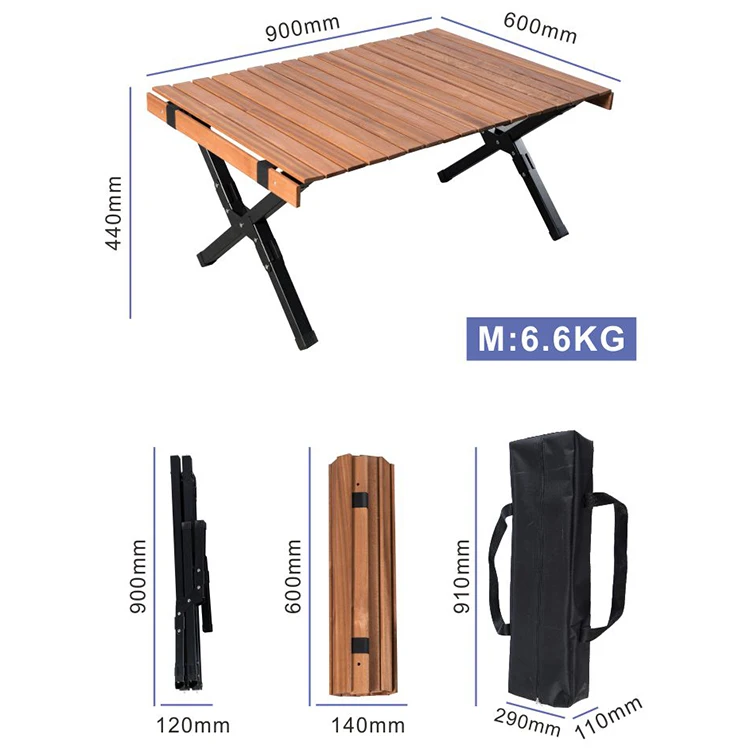 Folding Outdoor Wood Tables Foldable Pear Customized Aluminum Materials Color Durable Reusable Easy Assemble  Picnic Table
