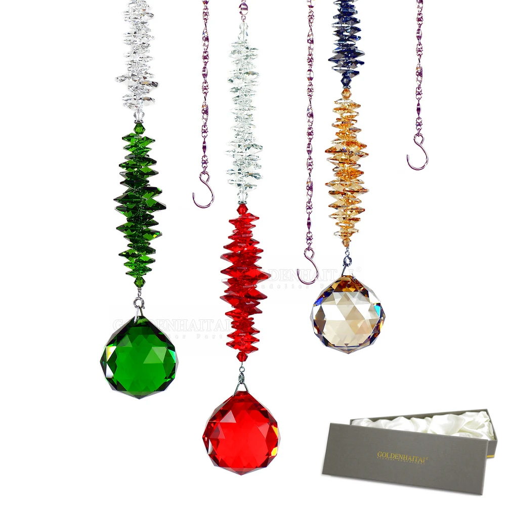 
GOLDENHAITAI Chandeliers Crystal Sun catchers with 40mm Ball Prism Rainbow Maker Garden Home Hanging Decoration 