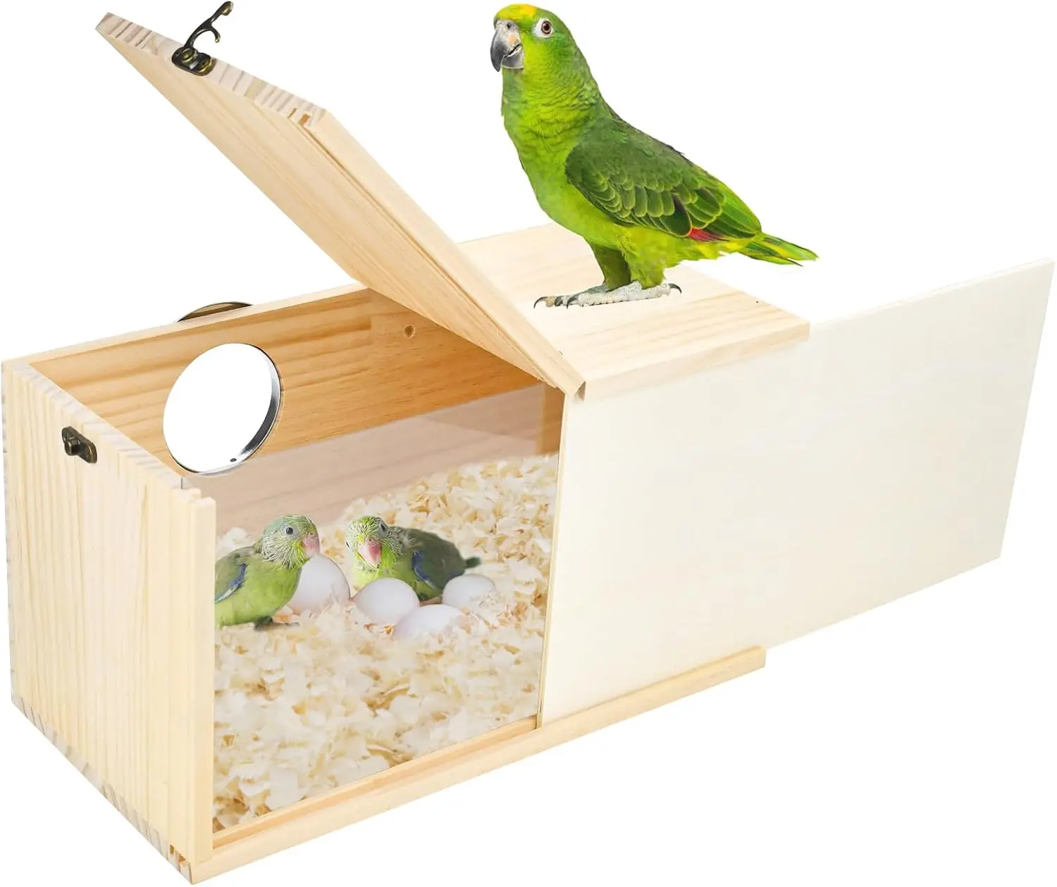 small beautiful parrot house Acrylic Transparent bird breeding nest box outdoor animal wooden cages of birds