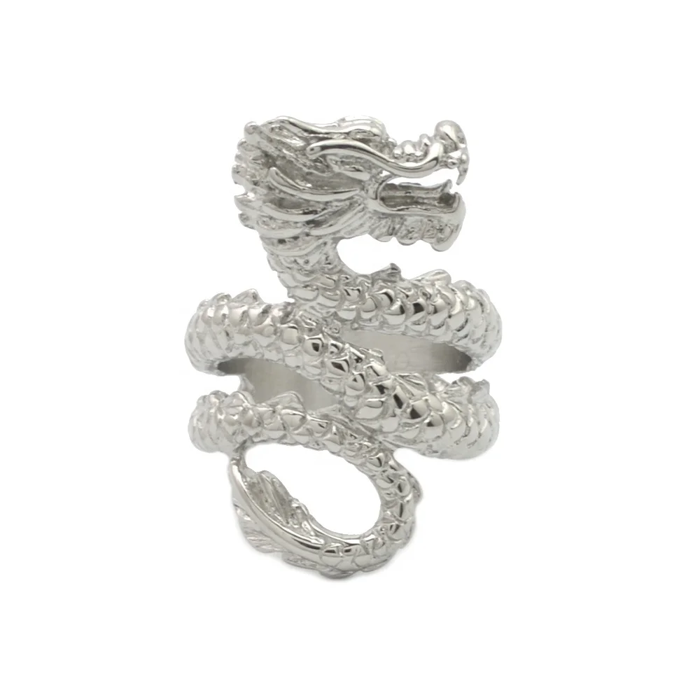 2024 Trending Product Hot Selling Punk Men Rings Stainless Steel Gothic Vintage Dragon Ring for Boys