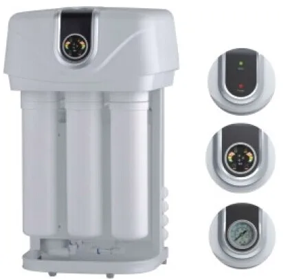 Quick fitting household 5 stage Reverse osmosis system with 3 display pressure gauge steel shelf cover