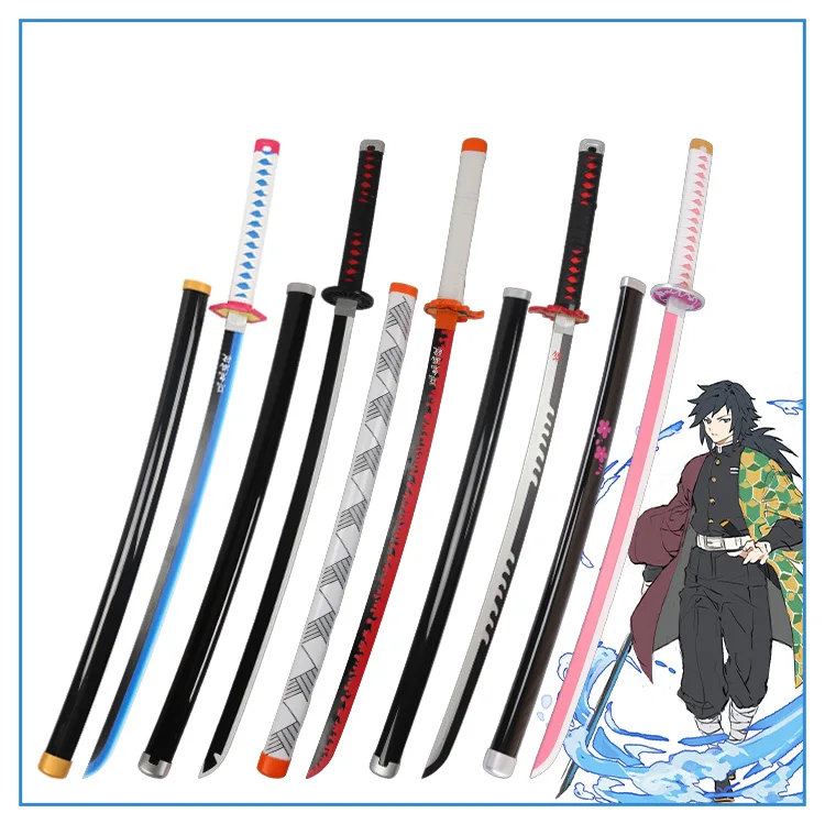 Factory Wholesale 8 Styles 104cm Anime Weapon Demon Slayer Kidults Role Play Toys Katana Wooden Swords For Cosplay Playing Boys