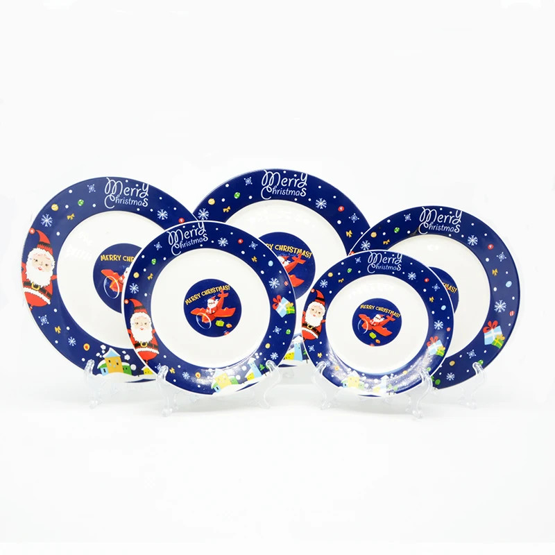 
Factory Wholesale Christmas Design Bone China Plates Nodic Christmas Ceramic Plate Dinner Set 