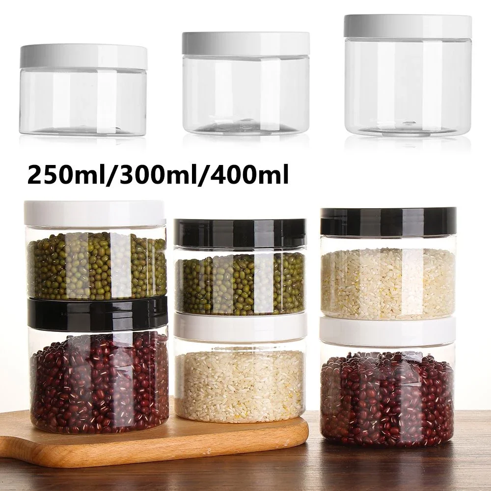 High Quality 250 Ml BPA Free Round Transparent Food Container Pet Clear Plastic Jar with Lid
