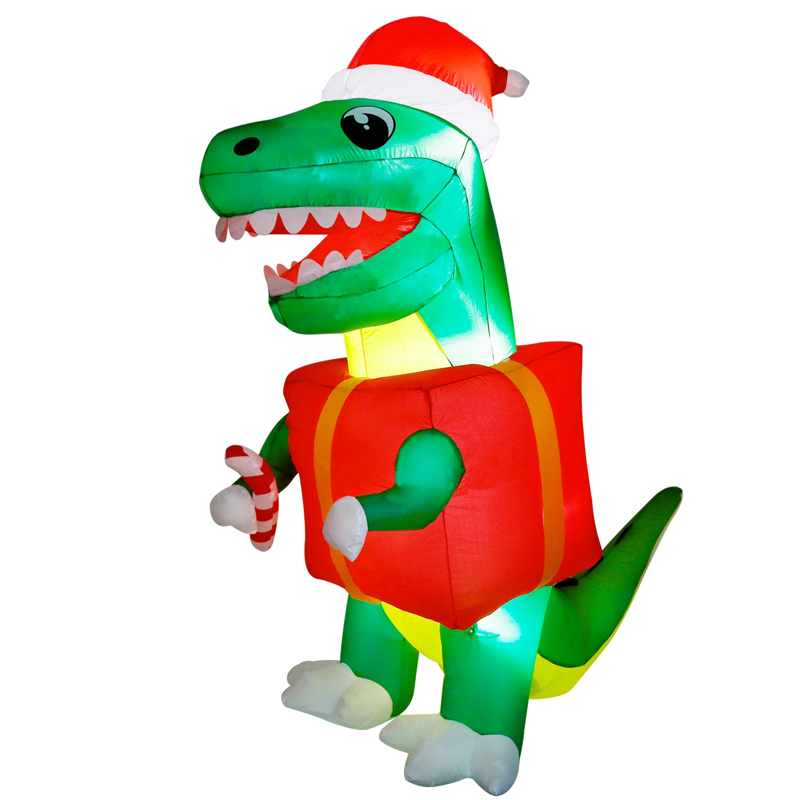 Ourwarm Fast Inflation Custom Ornament Outdoor Yard Decoration Led Dinosaur Christmas Inflatable