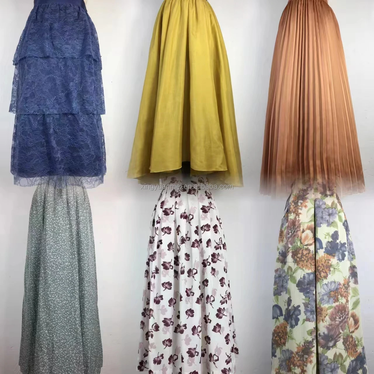 2024 factory  New style Womens Skirts Supplier Ladies Beige cotton printed Woven long Skirt For Ladies