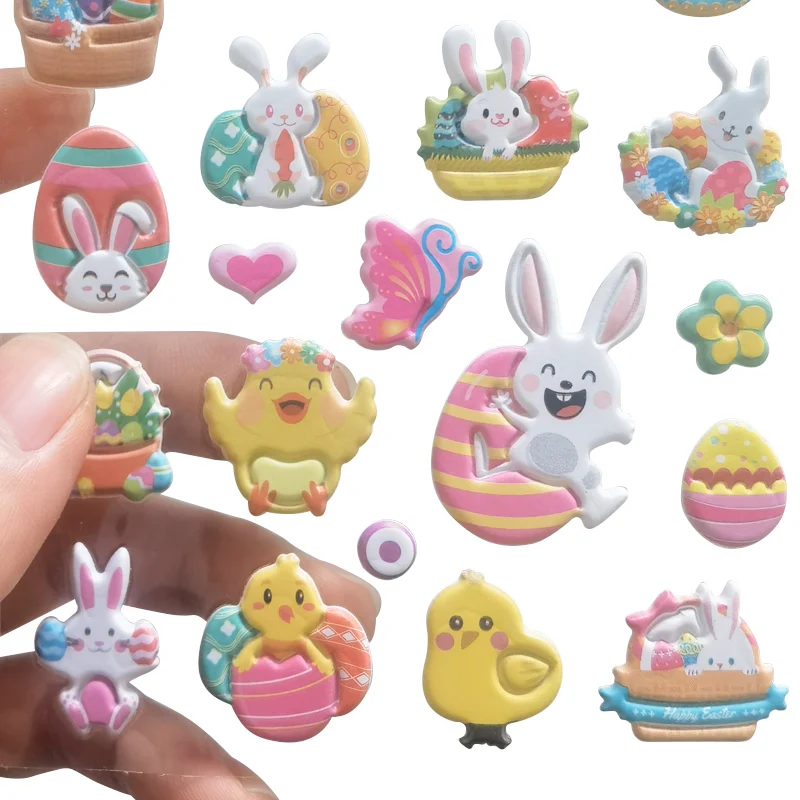 Easter Cute Decoration Cartoon 3D Puffy Stickers Bubble Stickers For Kids