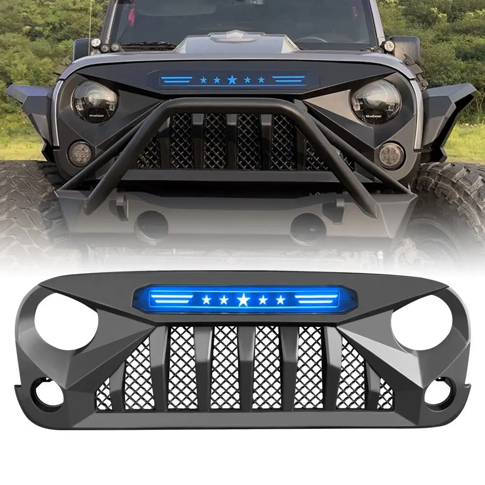 High-qualty Jeep Wrangler Grill with Day Running Light Car Front Grill