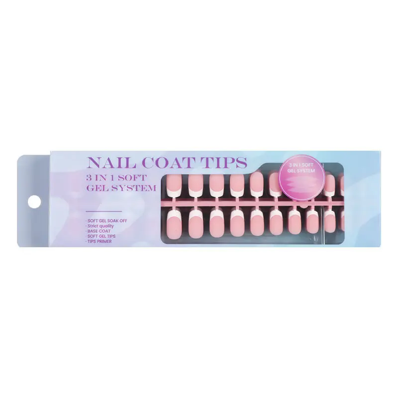 300 Pcs almond Gel Nail Tips Medium Square Pink Soft Gel Nail Tips 15 Sizes with Base Coat Primer Soak Off French False Nails