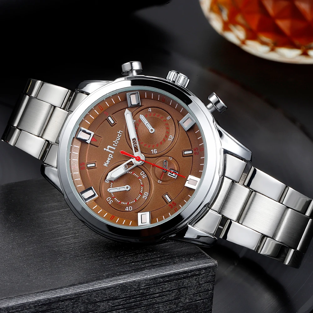 Wholesale 2020 Hot Selling Luxury Mens Stainless Steel Watches Custom Logo Quartz Wristwatch
