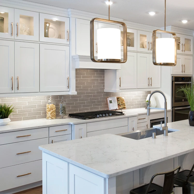 Modern Shaker Style Kitchen Furniture Customized Solid Wood Frame Cabinet Design