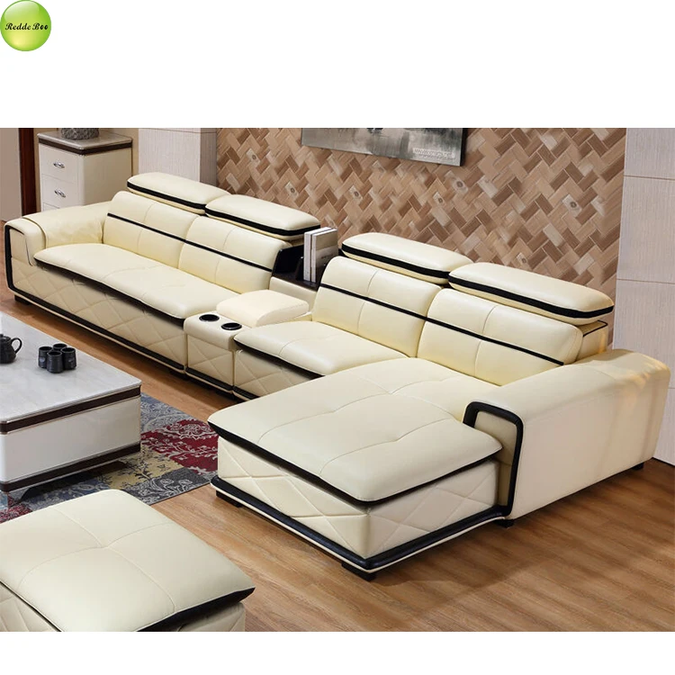 Home TV watching sofa comfortable modern new design latest corner leather sofa 8098