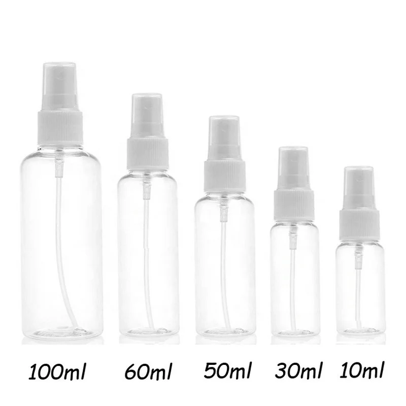5ml-500ml HDPE and PET Empty White and Clear Perfume Refillable Plastic Spray Bottles with Fine Mist Sprayer Pump