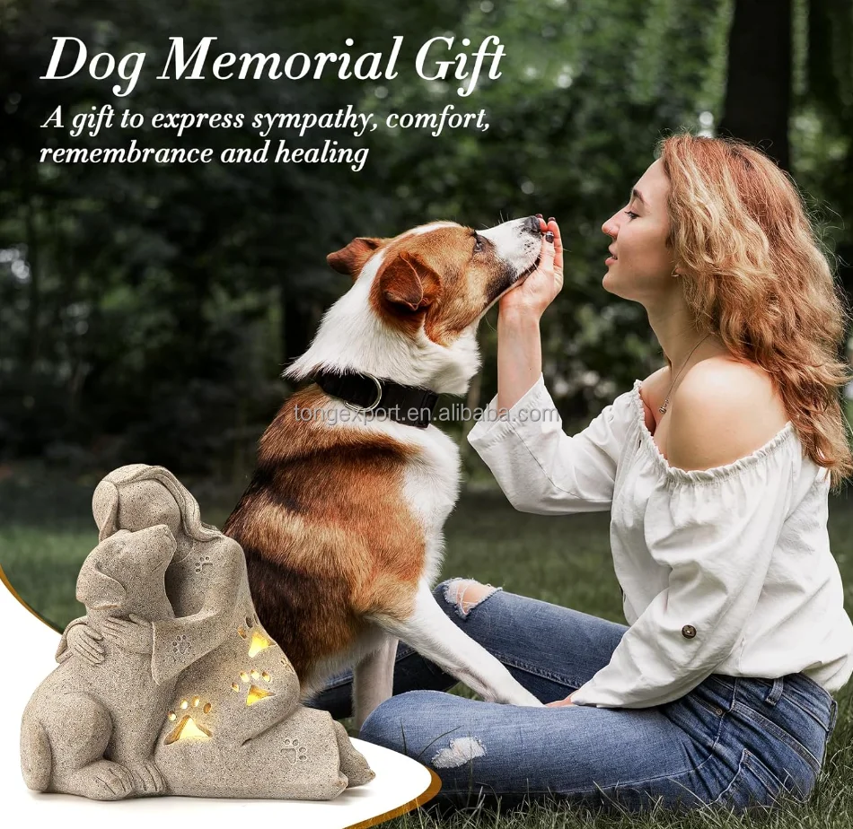 Toni Factory Dog Memorial Gift, Granite Sculpture, Hand-Sculpted Resin Pet Loss Sympathy Gift, Home Decor for Pet Owners