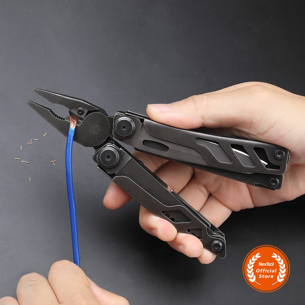 Nextool New Design 16 functions stainless steel pliers knife stonewashed multitool with replaced wire cuter Nylon Bag