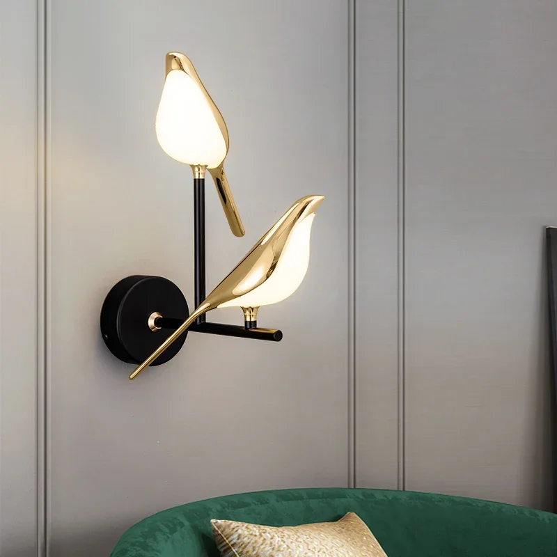 Manufacturer Direct Sales Magpie Minimalist Bedroom Creative Bird Desk Lamp Modern Living Room Corridor Staircase Wall Lamp