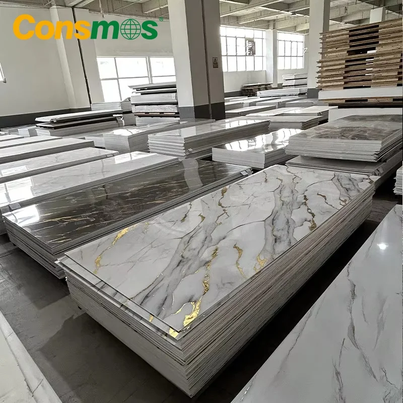 High Gloss UV Board Waterproof 3D Wall Panel PVC Marble Sheet for Decor