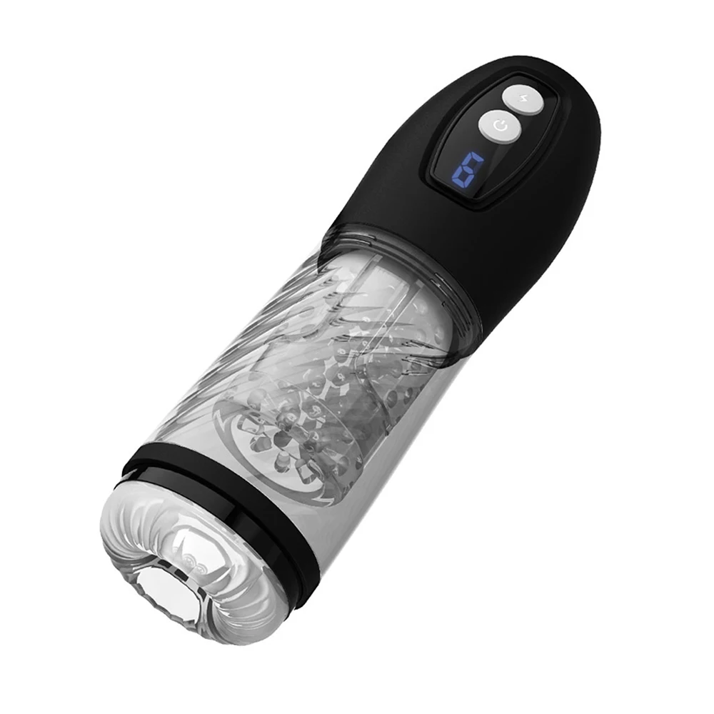 black cheetah powerful 9 modes Thrusting 9 modes Rotating man masturbation cup masturbating device with led display