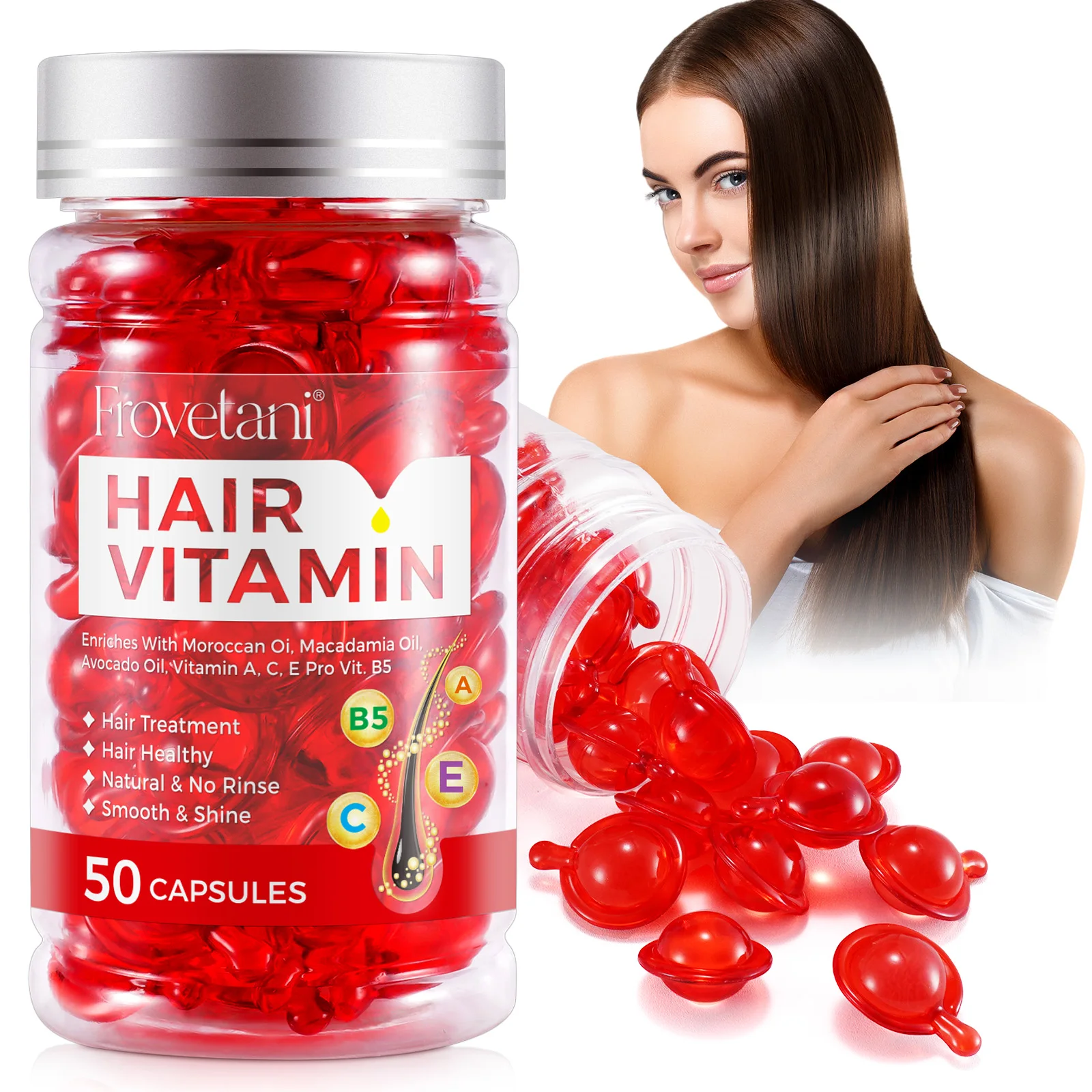 FROVETANI deeply hydrates nourishes smooth shine hair care oil vitamin c e capsules softgel capsule hair vitamin b5 capsules