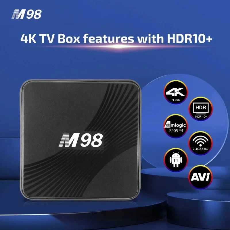 M98 HD 4K Smart TV device Android 12 Amlogic S905 2GB 16GB with AV1 ATV dual WiFi 2.4G 5G BT5.0 iptv multimedia player TV Box