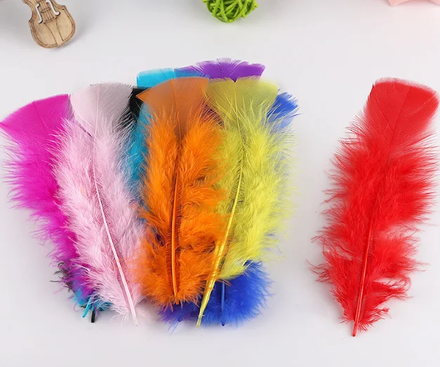 Flat 50pc Package colored Long Turkey Feather for DIY Craft  Costume Fishing Accessory Fly Tying Material Ornament Fringe Decor