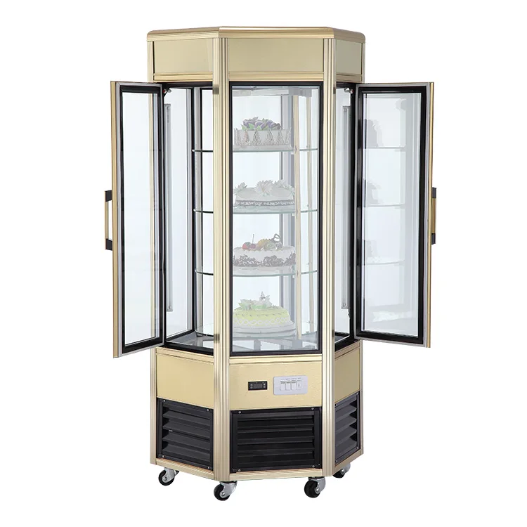 Luxury Vertical Cake Display Freezer: Single-Temperature, Six-Sided, Aluminium Alloy with CE Certification