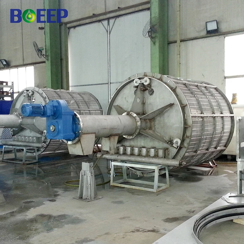 separation rotating trommel drum trash screen filter for paper mill sewage disposal waste water