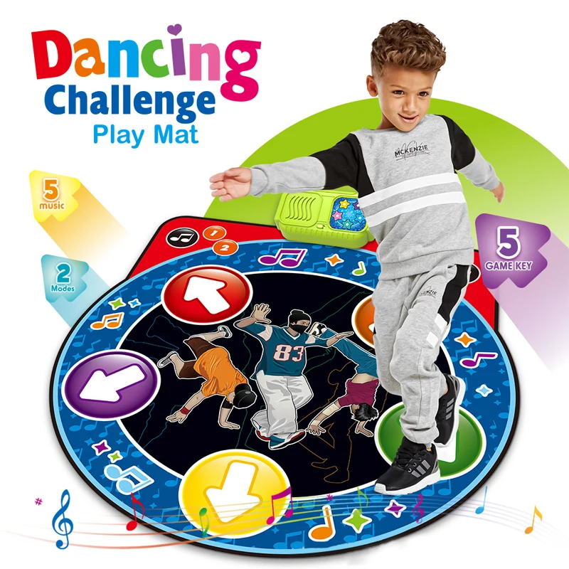 Foldable Toddler Musical LED Touch Sensitive Dancing Challenge Round Play Mat New Toys For Kids Ages 4-8