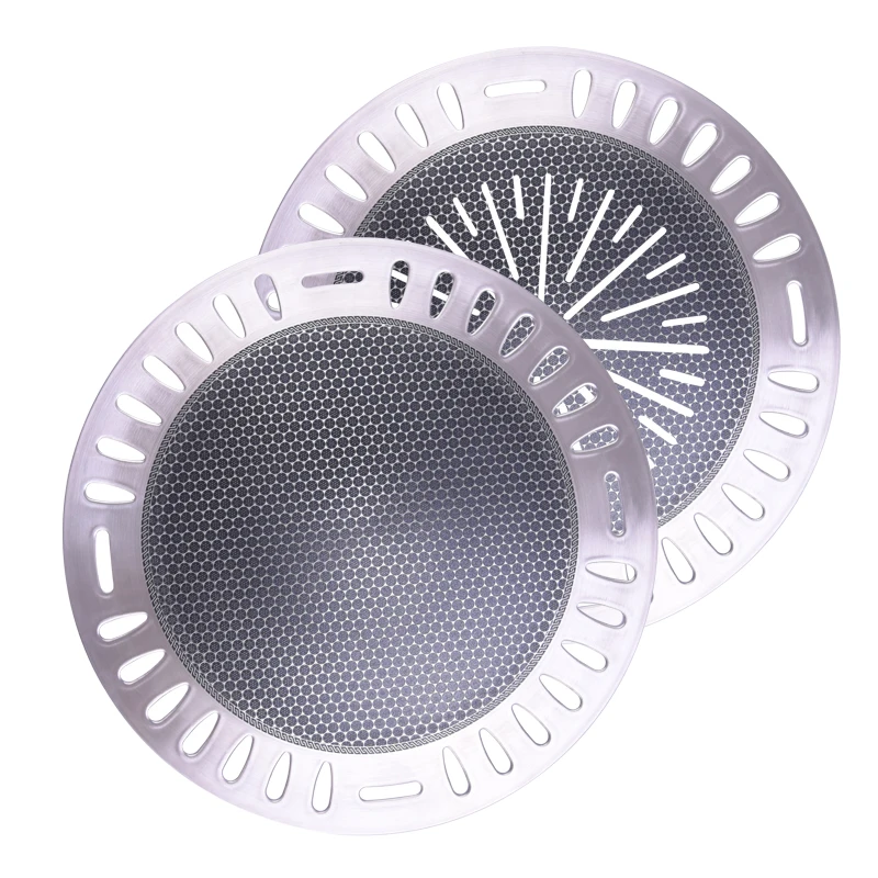 295mm Commercial Korea Bbq Hot Plate Restaurant Stainless Steel Round Bbq Grill Grate Non Stick Baking Tray Grill Pan