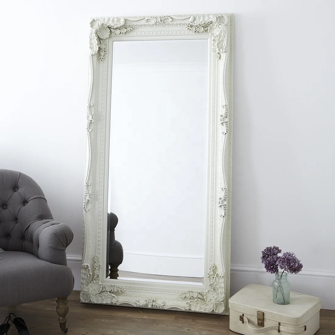 HOME Luxury Beveled Full Length Mirror Wood Frame Decorative Mosaic Shabby Chic Ornate Louise Wedding Wall Floor Mirrors