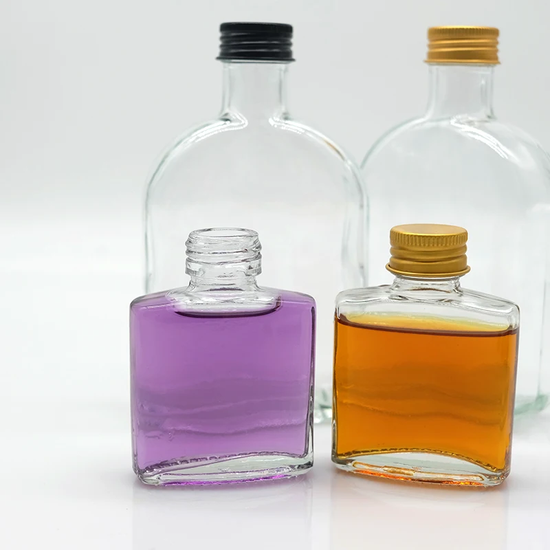 5cl 50 мл маленькая квадратная стеклянная бутылка для вина с алюминиевой Воздухонепроницаемой крышкой ликера бренди виски хранения винных напитков и контейнера