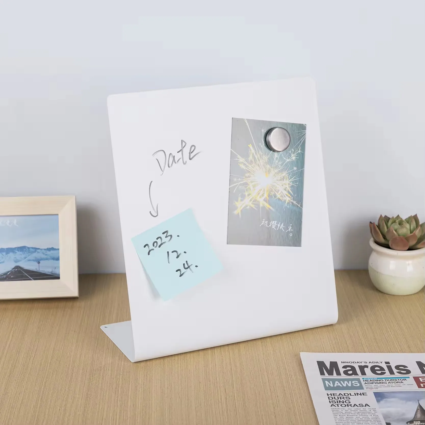 Magnetic Bulletin Board with Stand Mini Magnetic Memo Board Magnet Board Easel for Displaying Photos Notes Cards Poem Spices