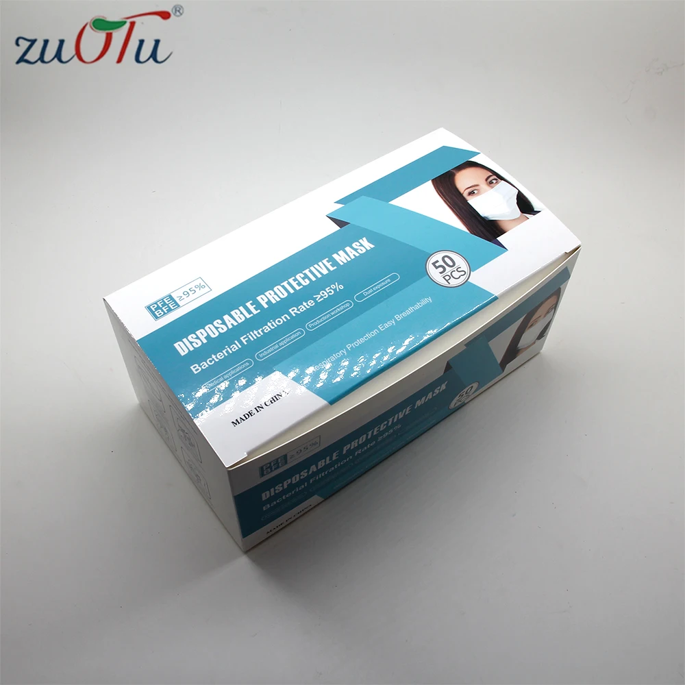 
Пользовательская Красочная Печатная матовая жесткая картонная бумага, медицинская одноразовая упаковочная коробка для хирургических масок для лица 