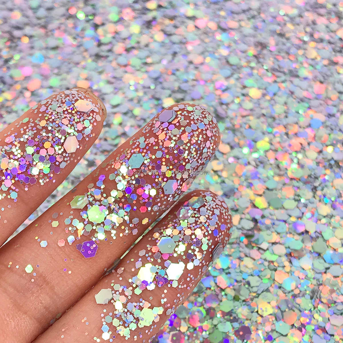 Оптовая продажа новый дизайн голографический блеск из полиэстера объемная форма блеска