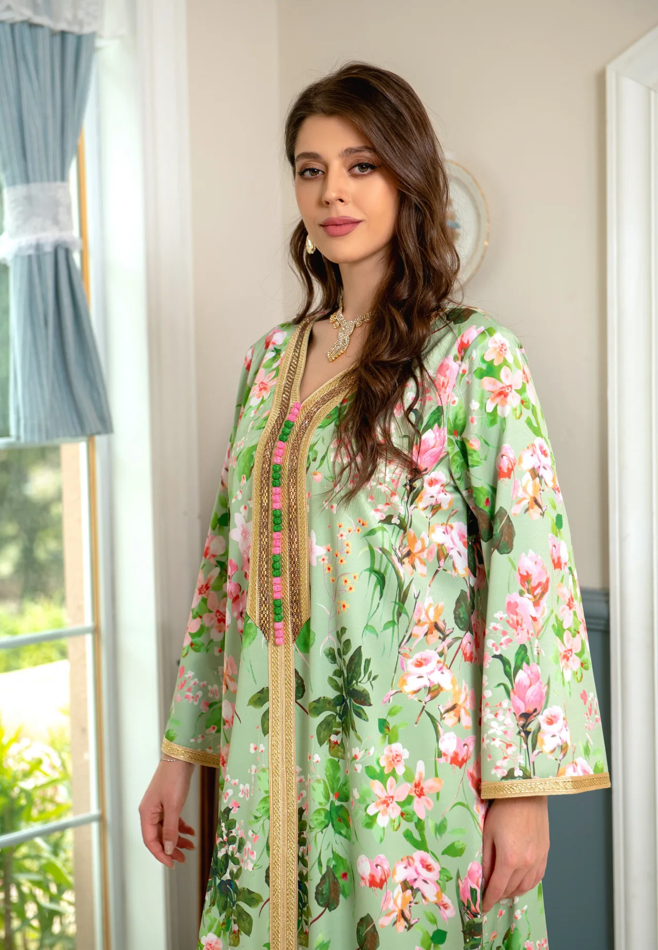 Летнее платье в стиле хиджаб с цветочным принтом длинное атласное вечернее кафтан марокаин абайя Саудовский залив джалабия марокканский