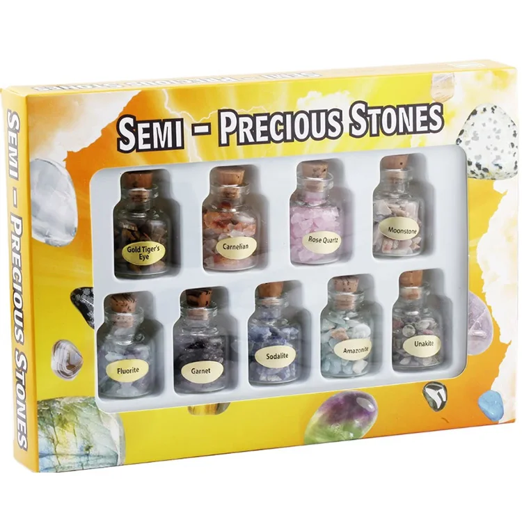 Natural Quartz Rock Crystals Gem Healing Stones Gravel Tumbled Stone in Glass Bottles