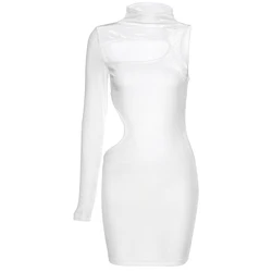 K20d10591 Sexy Slim Hollow Out Velvet Full Sleeve Bodycon Mini Dress Women Casual Dresses