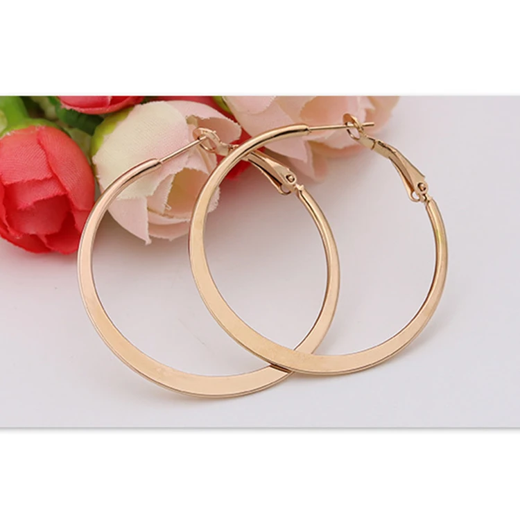 30-60mm Rose Gold Silver Black Non Pierced Dangling Spring Large Twisted Clip On Hoop Earrings
