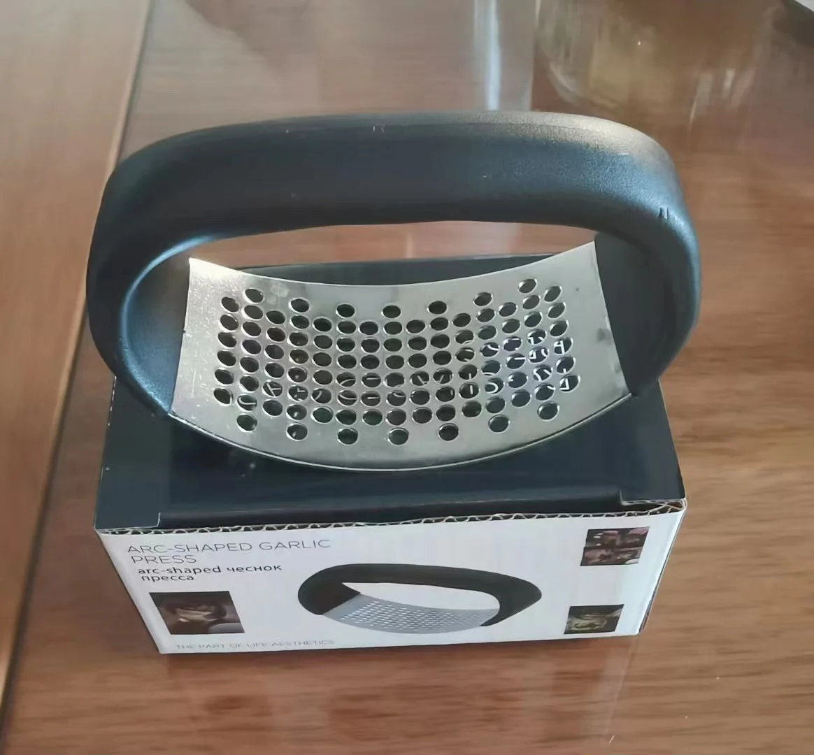 Hot selling stainless steel ginger garlic mincer chopper peeler set garlic press crusher rocker mini manual garlic press slicer