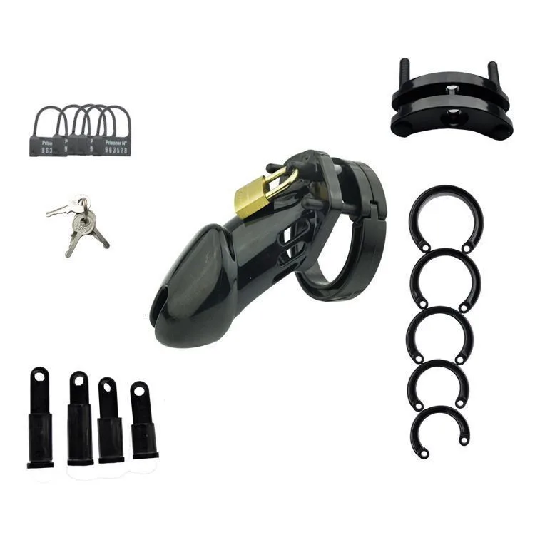 Resin Male Chastity Cock Cage With 5 Penis Cock Ring Sleeve Lock Penis Cage Bondage Sex Toy For Men