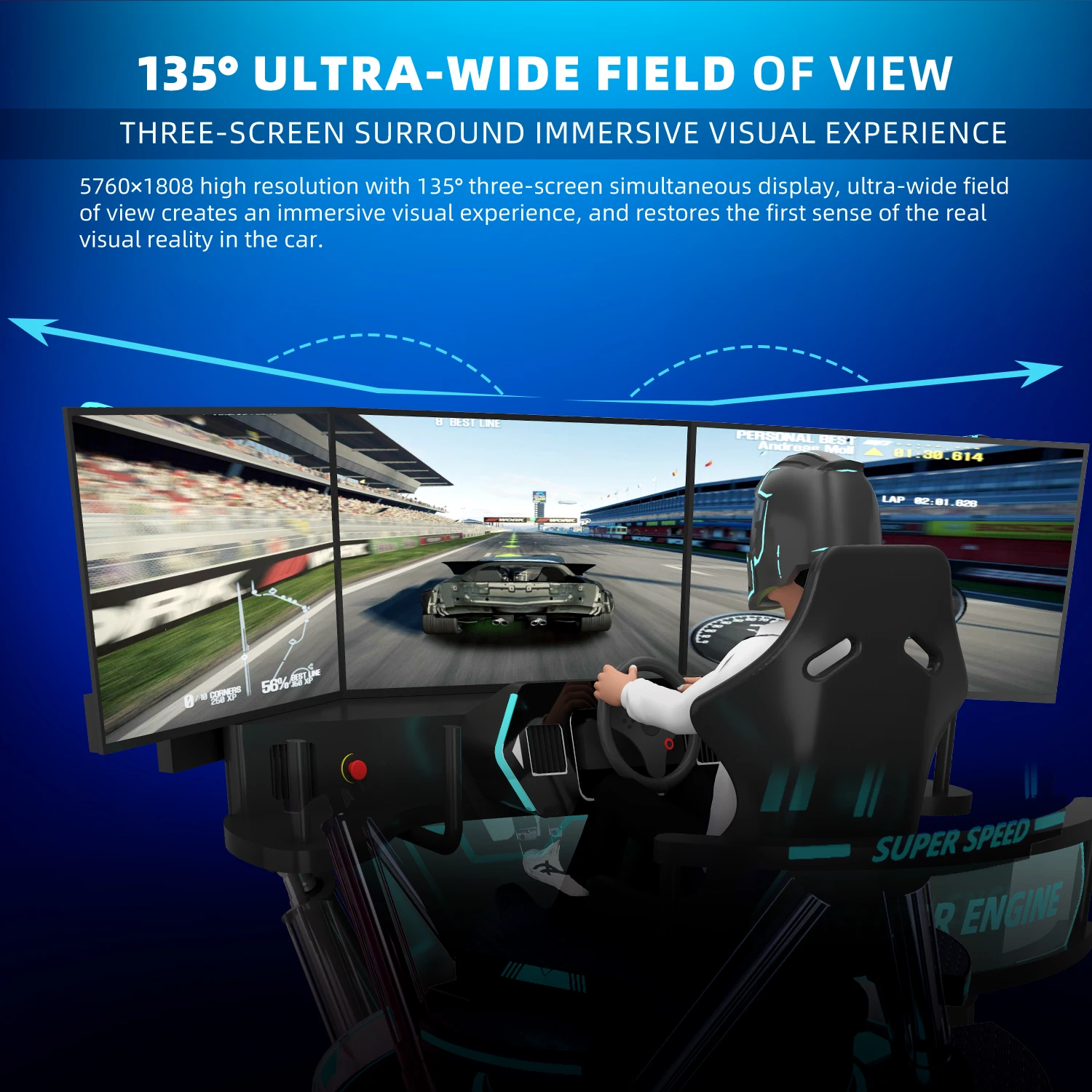 9D VR Car Racing Arcade Game Machine 3 Screen Driving Training Simulator Dynamic Car Racing Simulator for mall