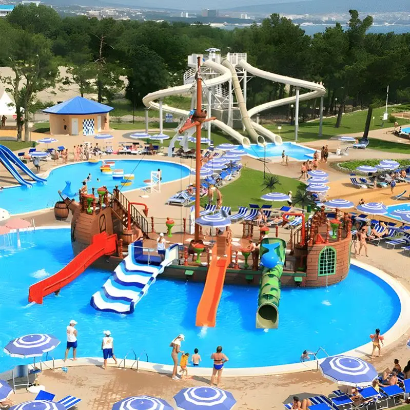 Spiral Slide for Outdoor Water Playground and Aqua Park Installations, Designed for Maximum Durability