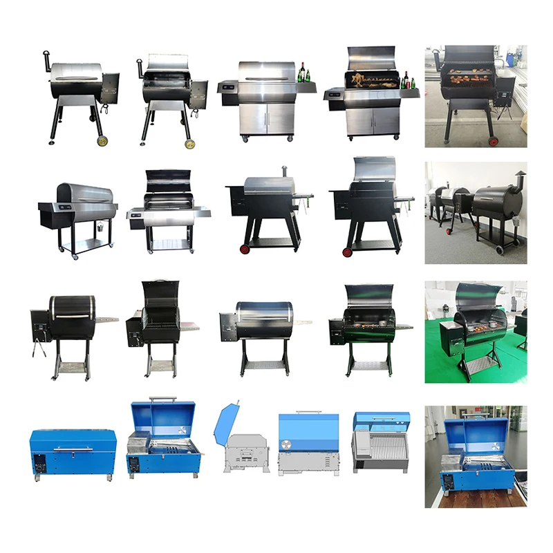 OEM Remote Monitoring Civil commercial industrial bbq grill offset wood pellet bbq smoker for barbecue