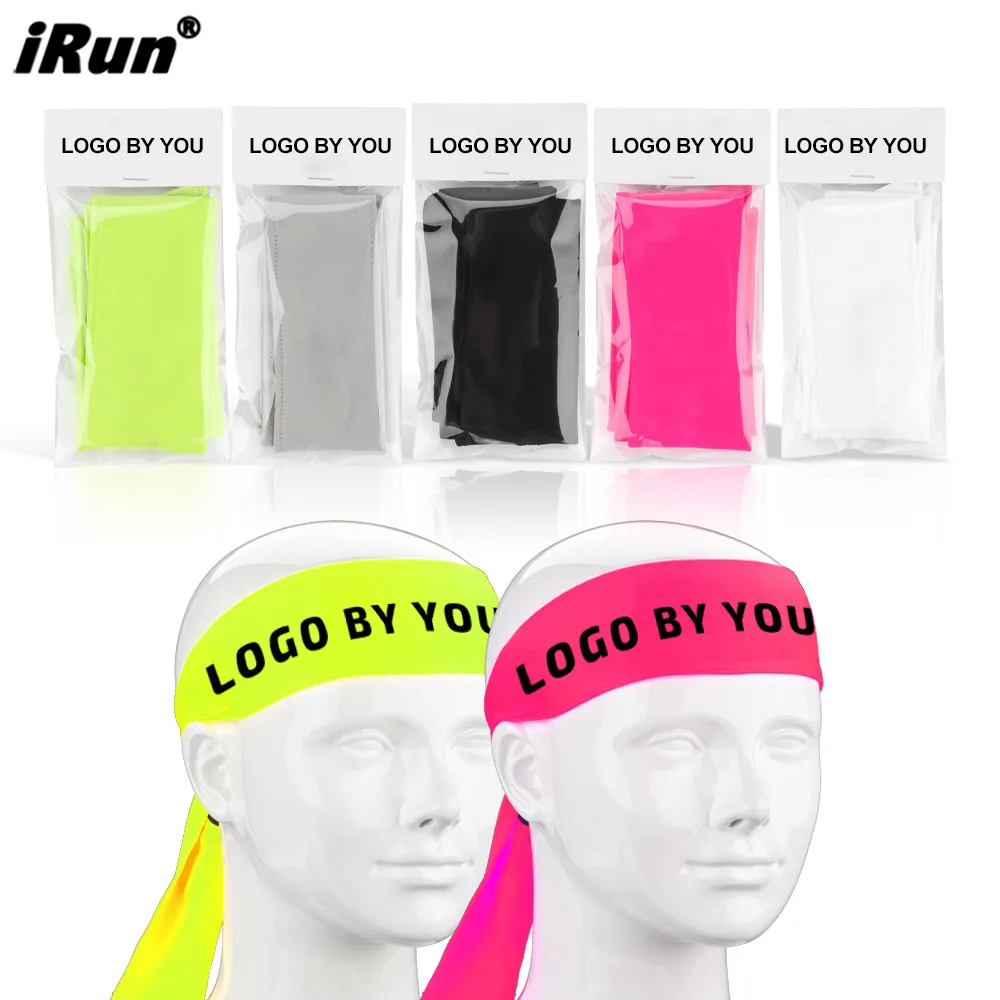 iRun Sport Head Band Gym Running Tennis Football Mesh Fabric Dry Tie Fit Sweatband Custom Ninja Headband Printed Logo Basketball