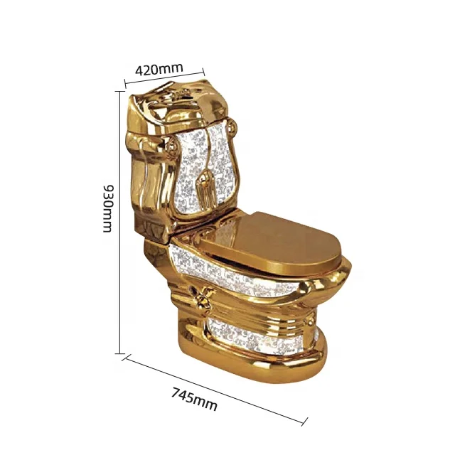 Fashion bathroom new design ceramic wc two piece golden toilet set color toilet basin