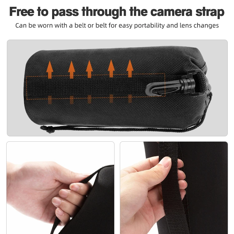 OEM ODM Waterproof Shockproof Portable 1680D Polyester DSLR Camera Lens Storage Case Lens Bag Pouch Bag