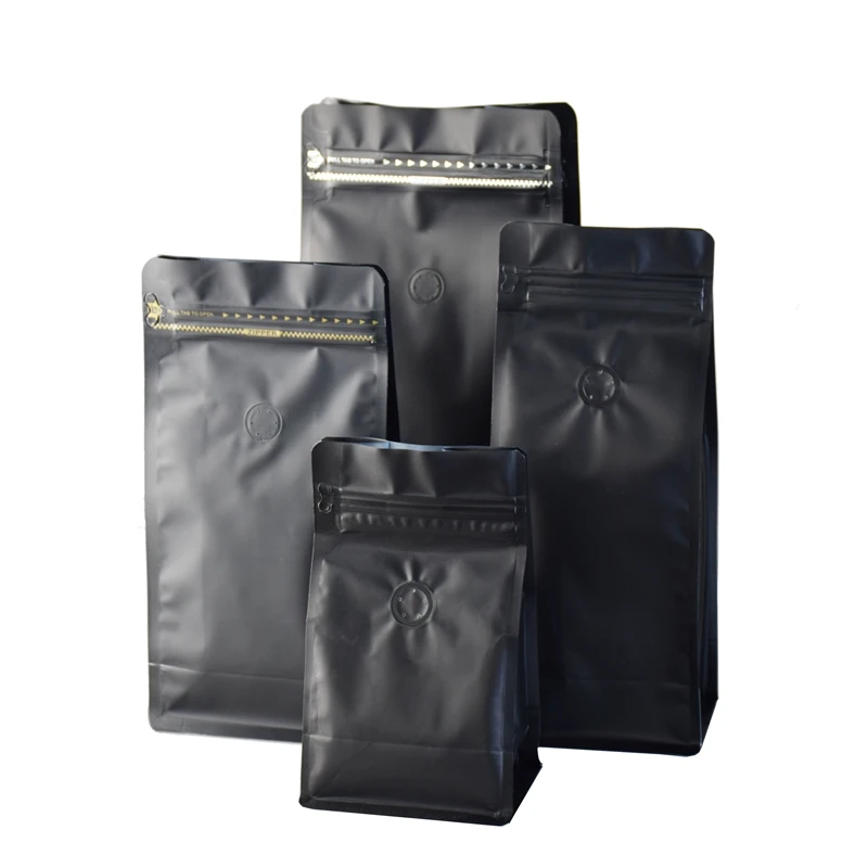 Ecocoffee 100% Recyclable PE60 Evoh PE80 Matte Finish Flat Bottom 250 g Coffee Bean Zipper Bag Pouch with Valve