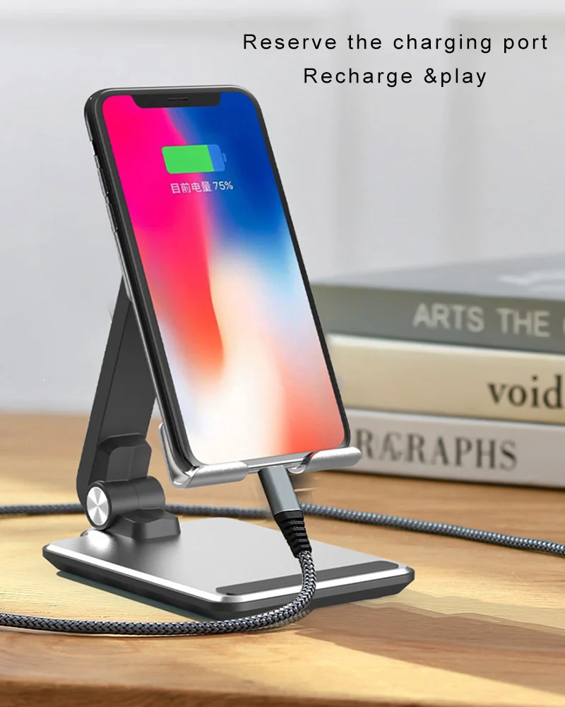 Universal Aluminum Desk Phone Holder Cellphone Stand  Fit For 4 To 10 Inch Phone and Tablet