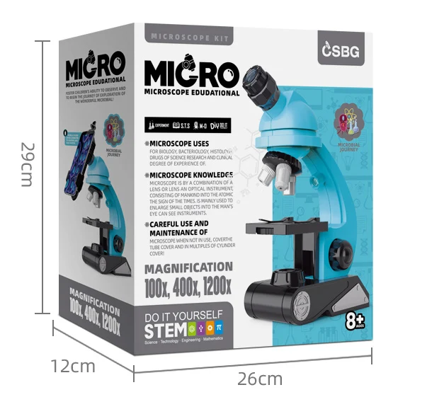 Microscope for Kids Dual Light Microscope Science Kit for Beginners Educational STEM Toy Magnification Prepared and Blank Slides